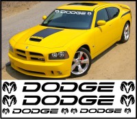 DODGE Aufkleber Sticker 110cm x 10cm & 55cm x 5cm 4 Stück Ram Caliber Charger STR8 Nitro Challenger Journey Grand Caravon Magnum Viper 